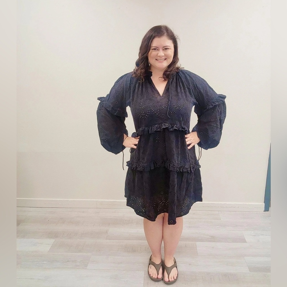 Munthe Black Thaya Mini Dress - Size 14 (44)